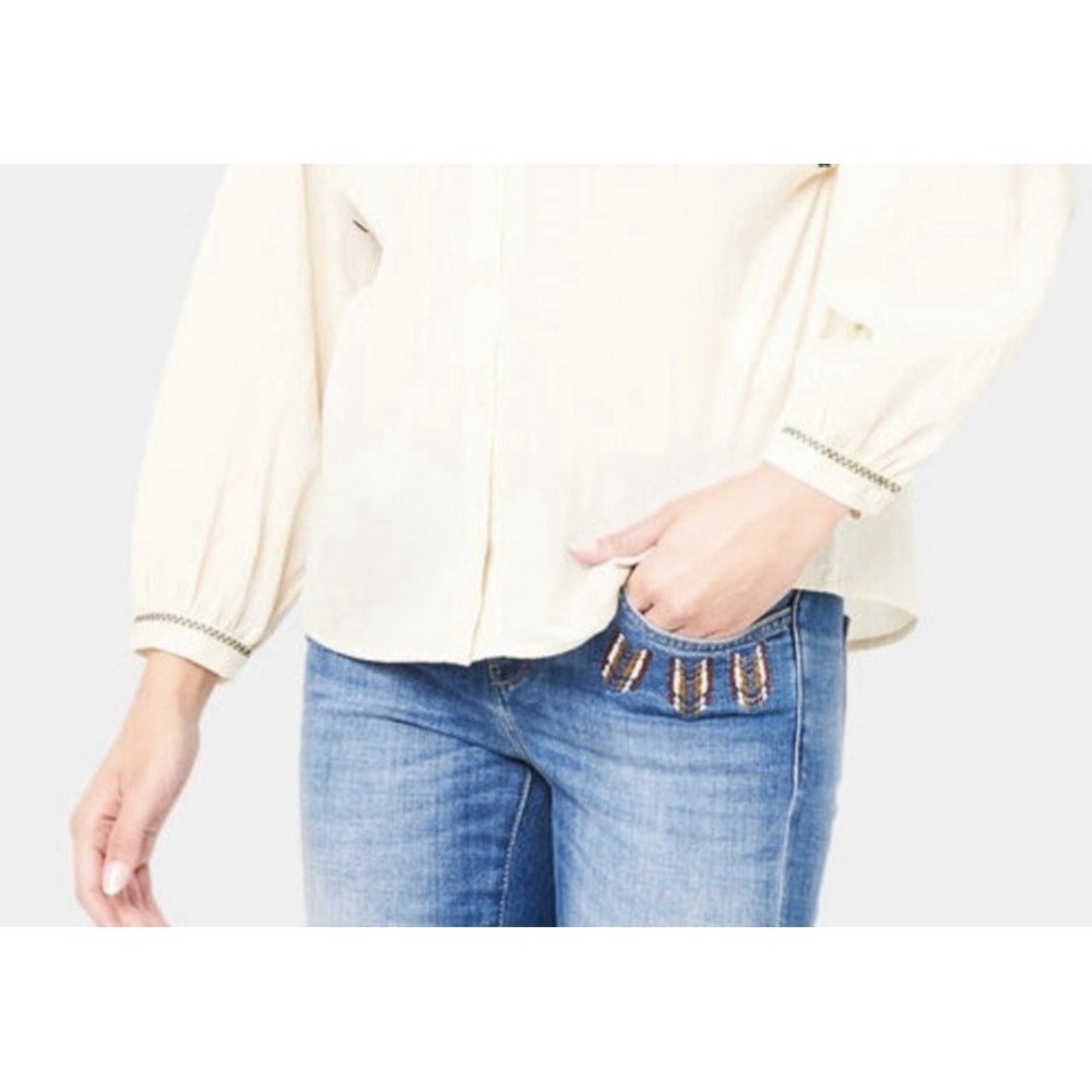 Anthropologie Closed Women Baker‎ Mid-Rise Slim Jean Embroidered Pockets Size 26